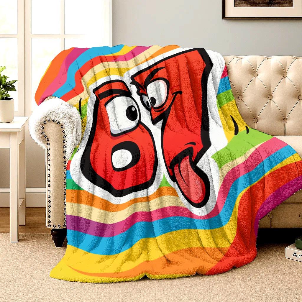 Weird expression 67 pattern Flannel printed blanket suitable for all seasons suitable for living room office sofa and travel