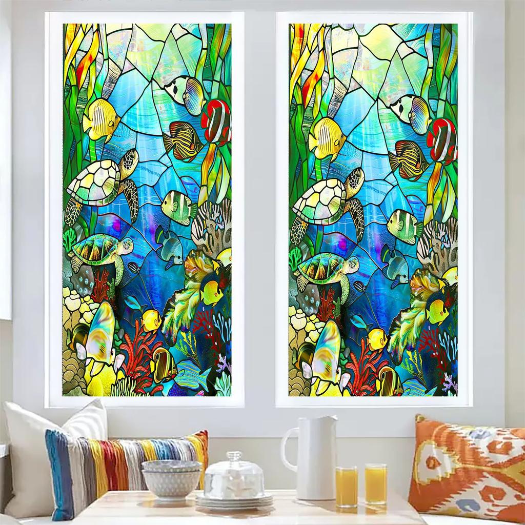 Europeisk Retro Stil Vindusfilm PVC Elektrostatisk Glassklistremerker Farget Vindusfilm Statisk Heftende Frostet Glassfilm