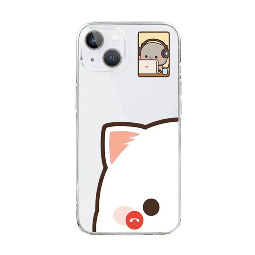 

Funny Bunny Bear Couple Phone Case for IPhone 13 14 15 12 11 Pro Max Mini X XR XS MAX 7 8Plus SE2 Cute Animal Clear Paired Cover iPhone12 Mini