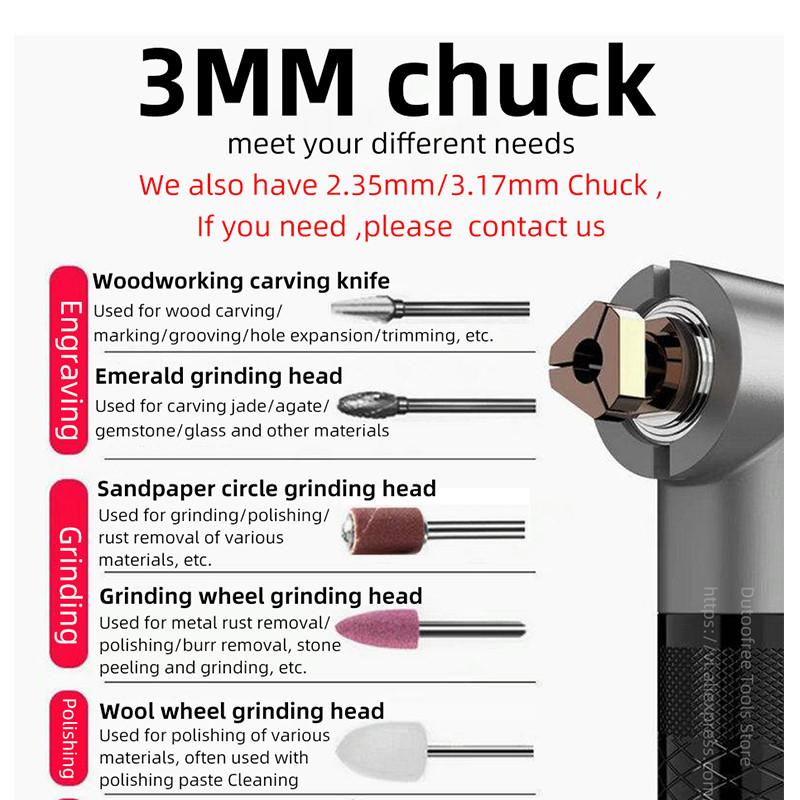 200W Electric Elbow Grinding Machine Multifunction 90° Micro Angle Grinder Portable Elbow Engraving Polisher