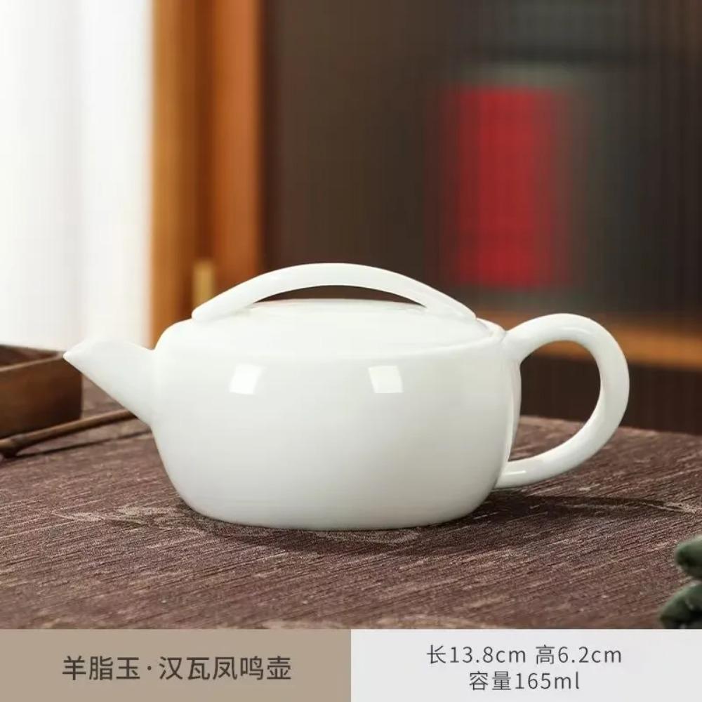 NLSLASI Tetera de Porcelana Blanca Hecha a Mano China Blanco Marfil Tetera Cerámica Vajilla de Té Infusor de Té Filtro para Té Pu'er Oolong Hervidor