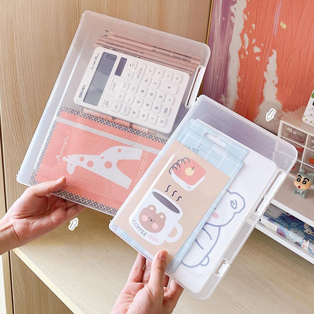 Document Organizer Transparent Double Buckle Plastic Archive Box Waterproof Dustproof Visa Double Buckle Plastic File Box