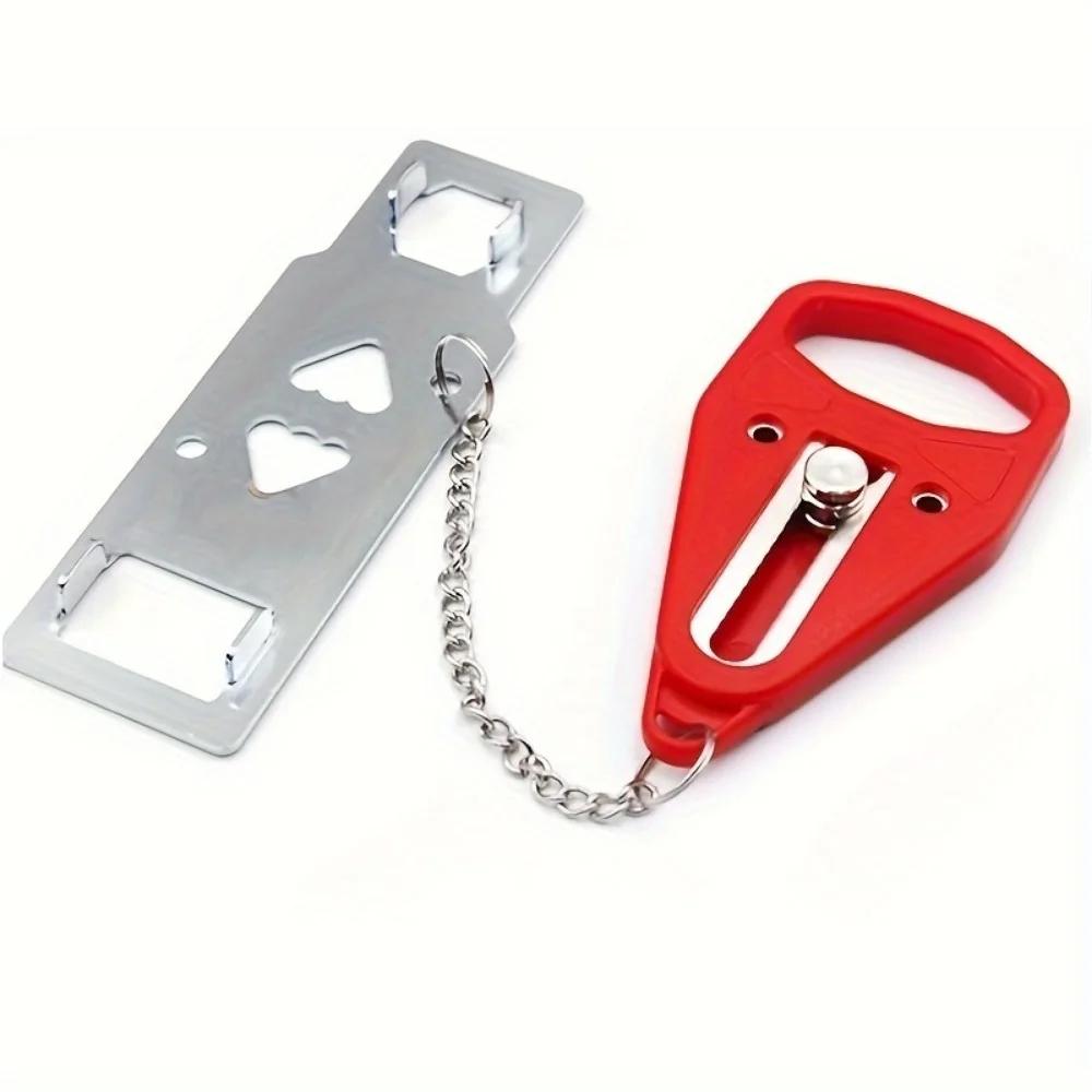 

1PC Security Portable Door Lock Latch, Upgrade 2 Holes Removable Door Latch Lock For Travel Safety And Personal Protection