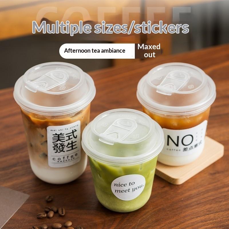 Clear U-shaped Coffee Cups Lidded 10Pcs Disposable for Milk Tea Drinking Pleasure