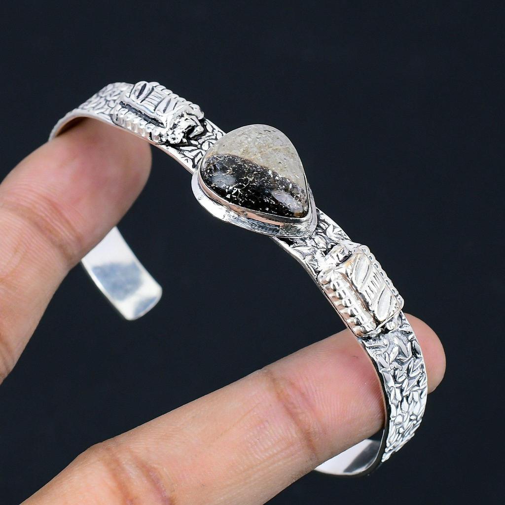 925 Silver Pear Septarian Gemstone Artisan Root Chakra Sister New Bangle Jewelry