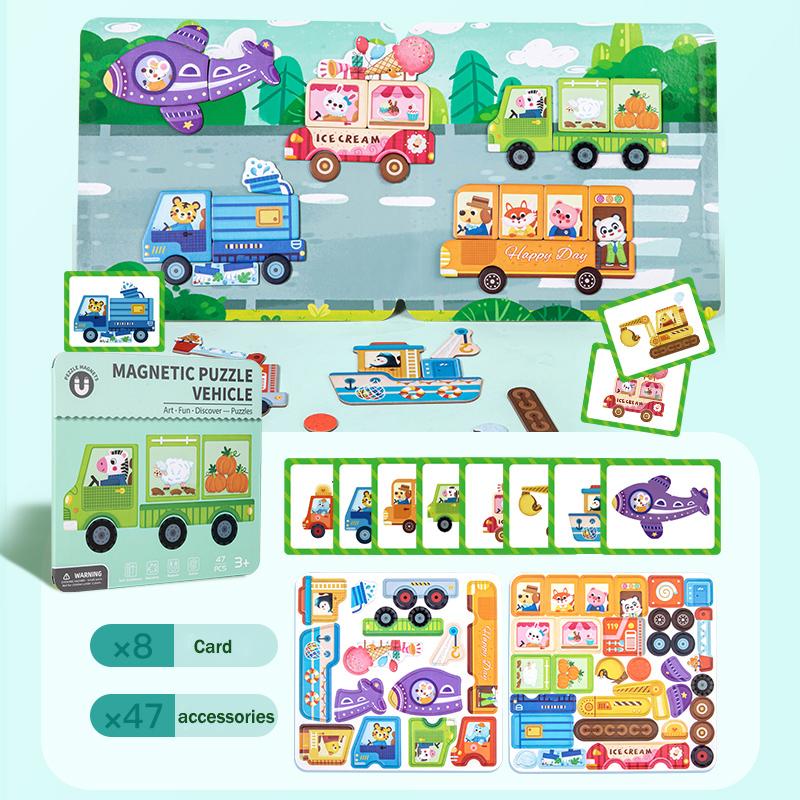 Magnetic Puzzle Books Montessori Magnetic Dress-up Playset Clothes Make Face Animals Puzzle Games Early Educational Toys for Kid