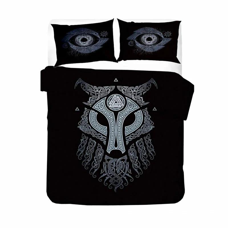 Viking Duvet Cover Set Mjollnir Bedding Set Scandinavian Folklore Motifs Northern Germanic Culture Comforter Cover Pillowcases