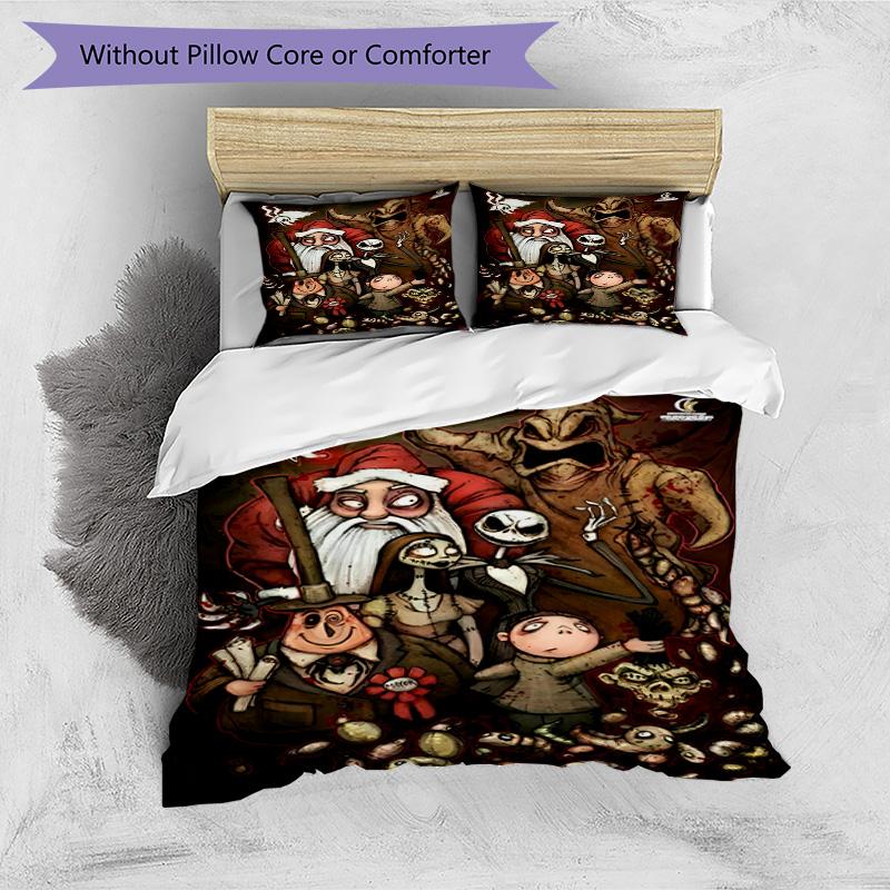 3pcs Duvet Cover Set (1*Duvet Cover + 2*Pillowcase, Without Core), The Nightmare Before Christmas Print Bedding Set, Bedroom Decor, All‑Season, Birthd