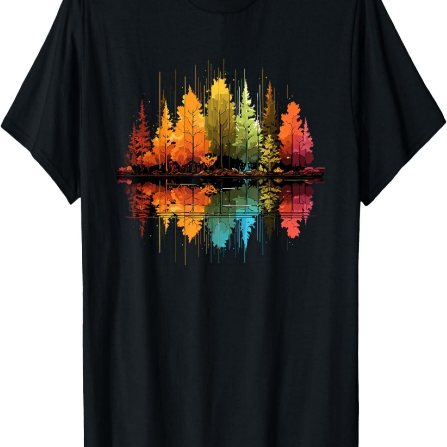 Nature Reflection Forest Trees Outdoor Wildlife T-Shirt(17) S чёрный