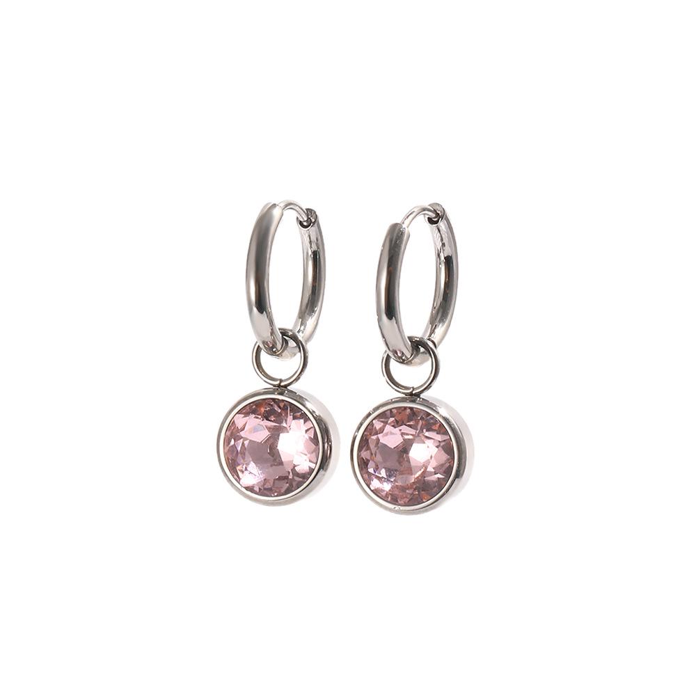 Exquisite 18K Gold-Plated French Earrings with Colorful Round Diamonds