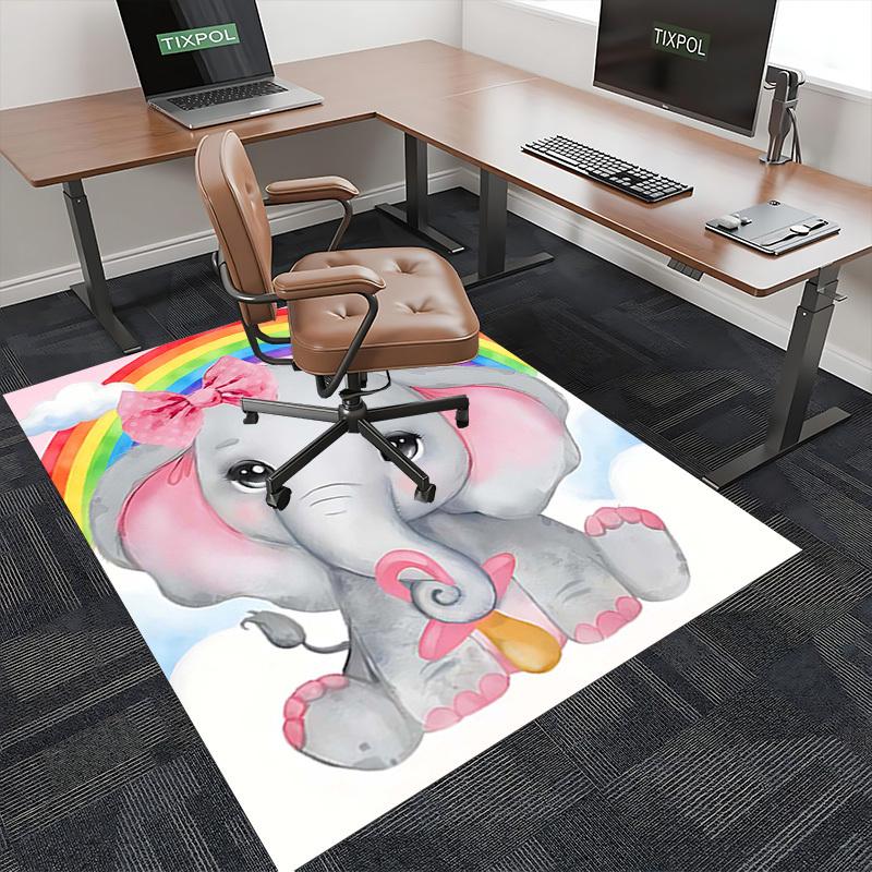1 stuks Regenboog Olifant Stoelmat, Antislip Tapijt voor Kantoorstoelen, Feestelijk Cadeau, Geschikt voor Alle Seizoenen, Decoratief voor Huis en Kantoor, Woonkamer