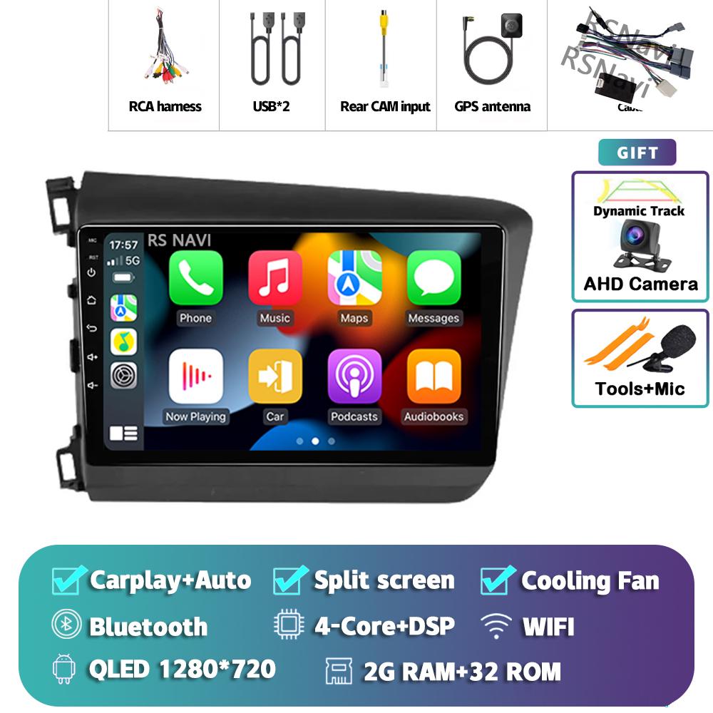 

Android 14 Carplay Car Radio For Honda Civic 2012 - 2015 Multimedia Video Player Navigation GPS Stereo Head Unit 360 Camera DVD