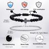 Vnox Men's Stainless Steel Cross Charm Bracelet, Adjustable Black Agate Bead Wristband, Birthday Party Jewelry Gift for Him