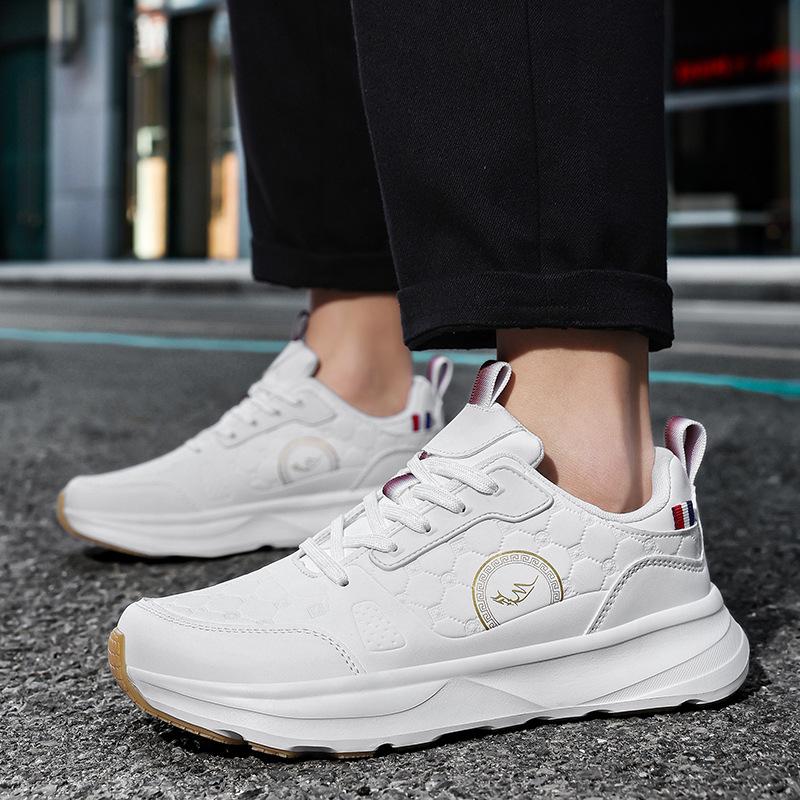 Simple commuter casual shoes wide head leather surface large size platform sneakers