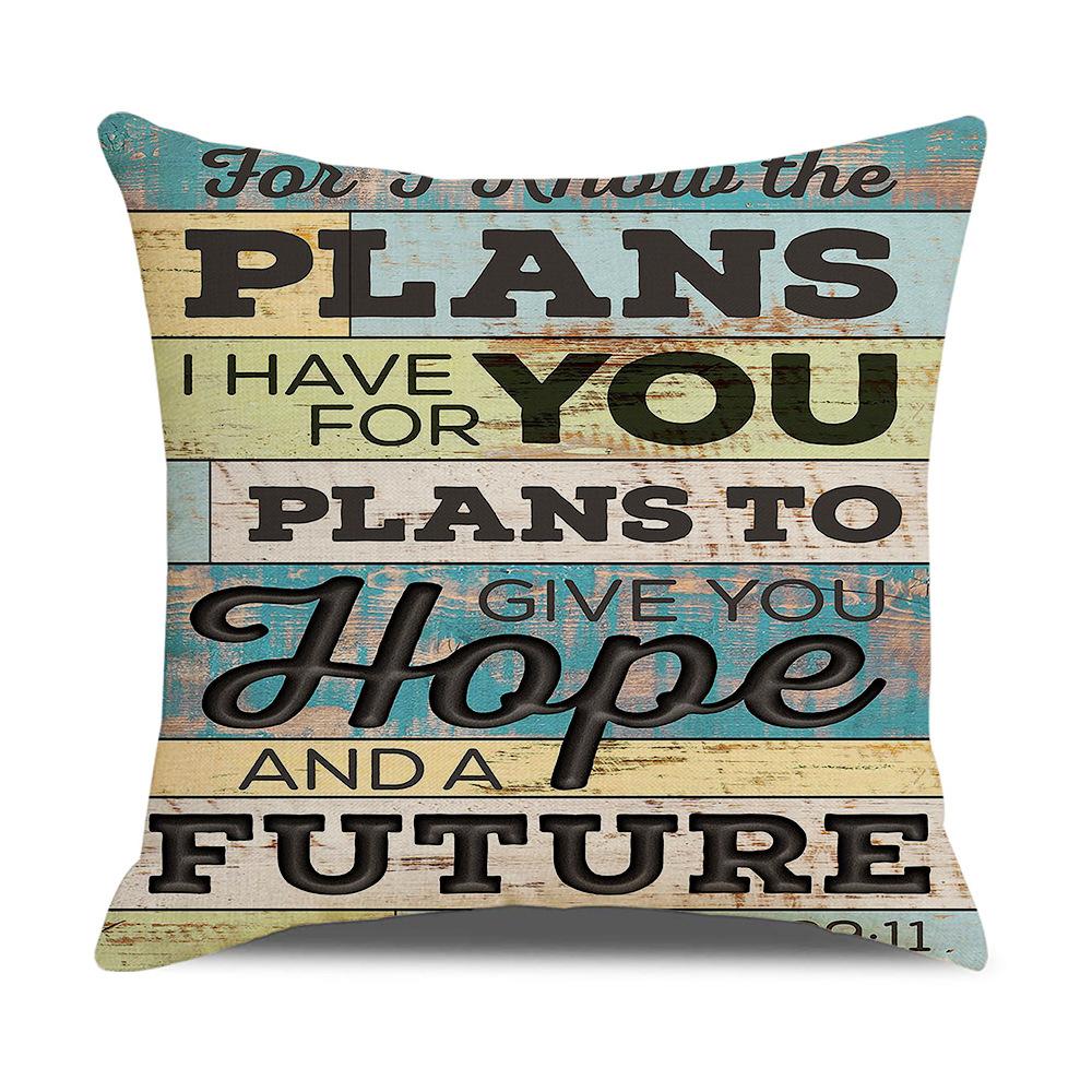 Retro American Wooden Board Letters Admonishment Digital Printing Linen Pillowcase New Home