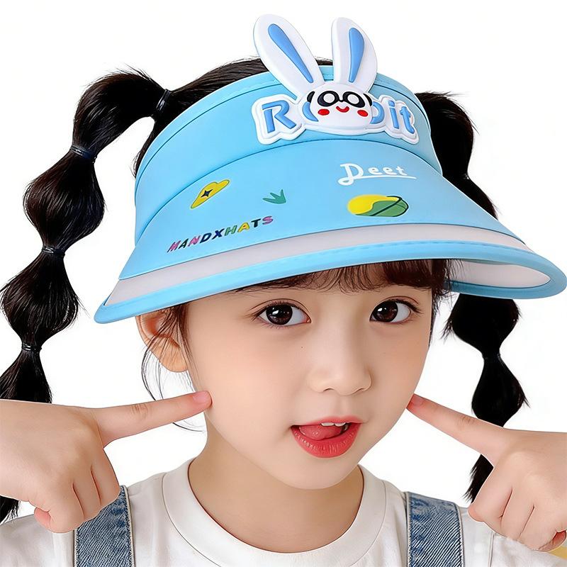 Children's Cute Cartoon Bunny Visor Hat for Boys and Girls, Sun Protection, Breathable, Summer UV Protection Sun Hat