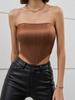 European and American Fishbone Bra Shiny Bandeau Diamond Cutout Backless Crop Top