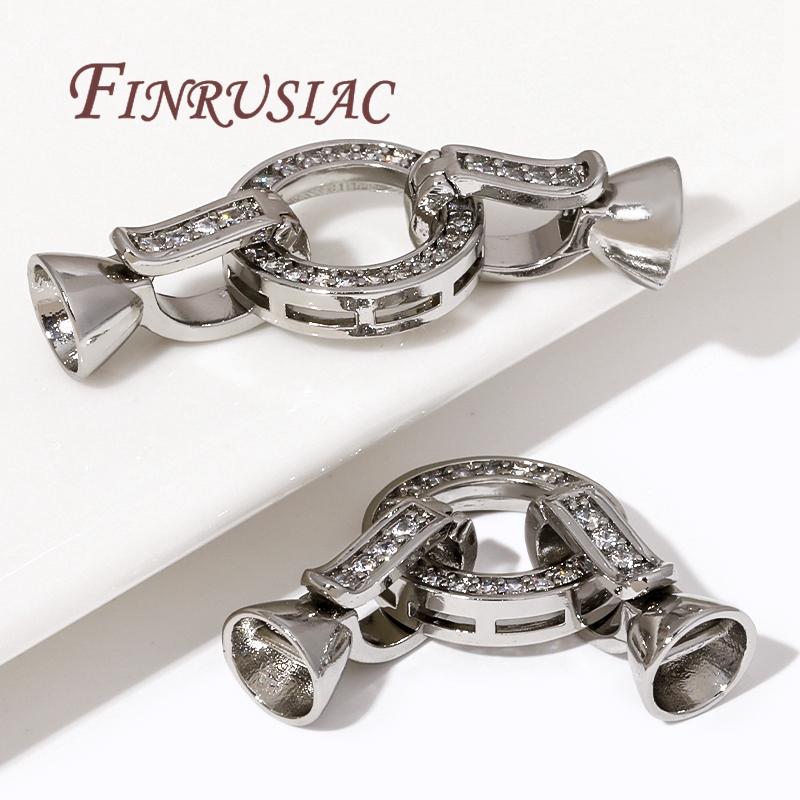 18K Real Gold Plated Brass with Zircon End Beads Clasp,Round Connector Clasps For Jewelry Making,Fastener Connecting Findings