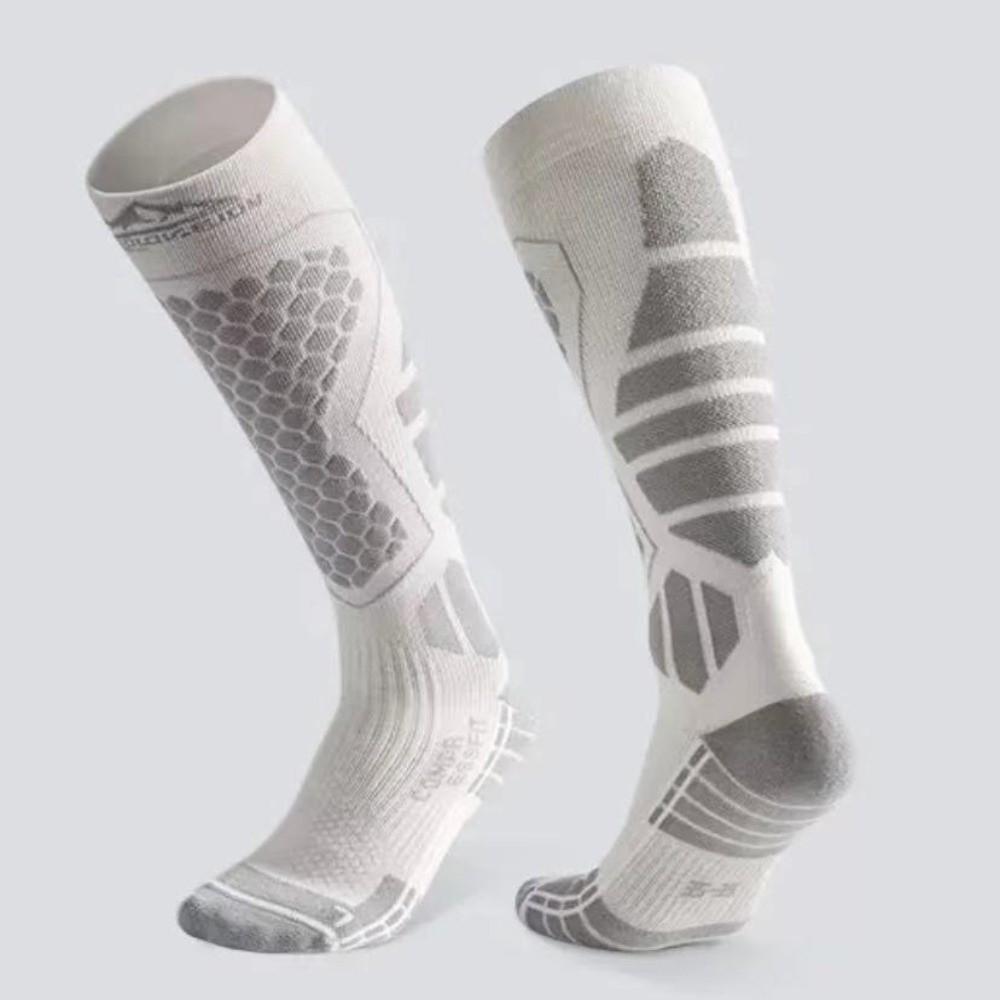 

Breathable Knee High Socks Anti-slip Snowboard Stockings New Compression Socks for Winter Sports серый/белый