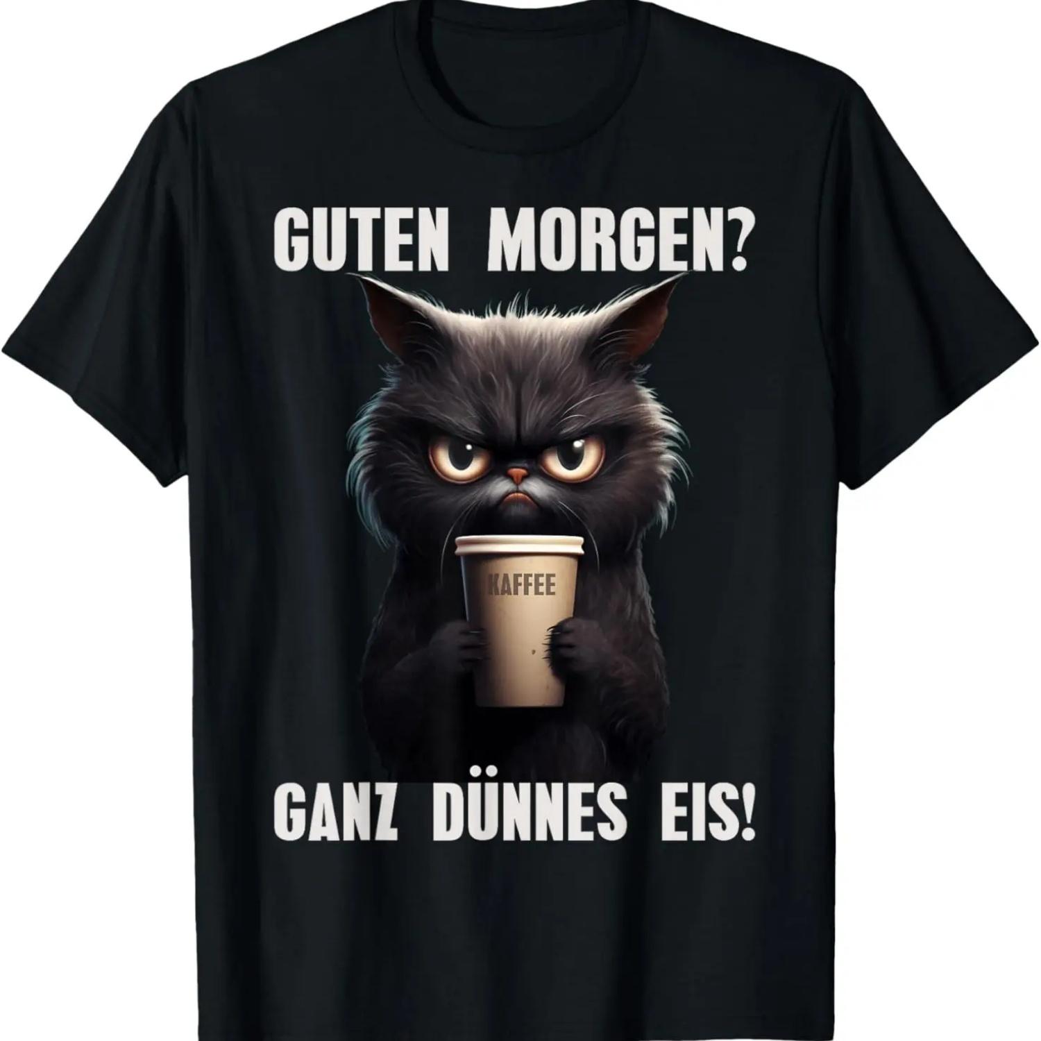 

Guten Morgen Very Thin Ice Cream Black Cat Morning Grump T-Shirt S чёрный