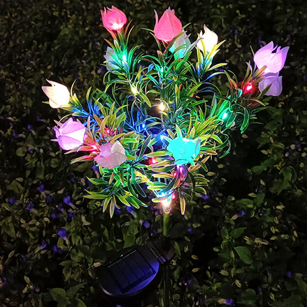 Solar LED Lights Gardenias Flower Lawn Lamp IP65 Outdoor Waterproof for Yard Patio Courtyard Garden Ambience Ornamental Light