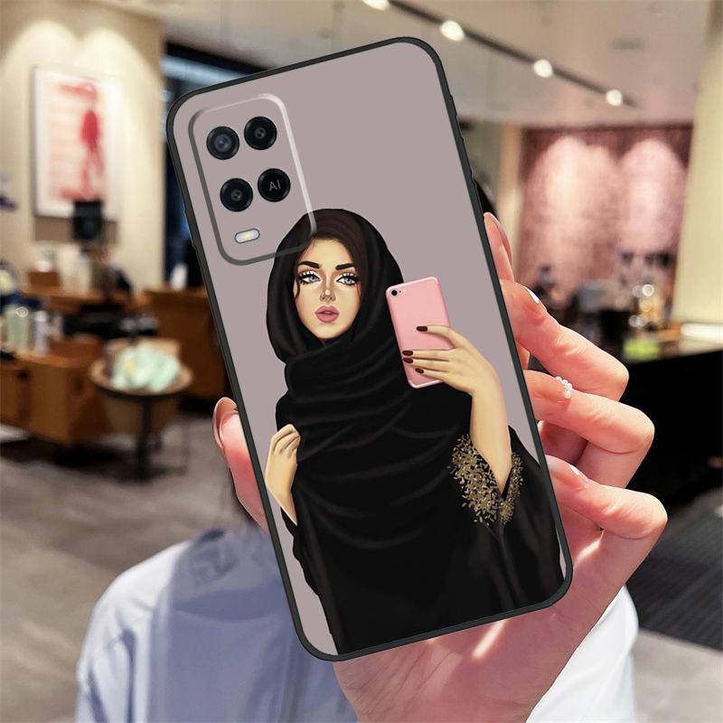 Muslim Islamic Gril Eyes Hijab Case For Oppo A78 A98 A79 A18 A38 A58 A40 A60 A80 A16 A76 A96 A15 A74 A94 A54 A17 A77 Cover