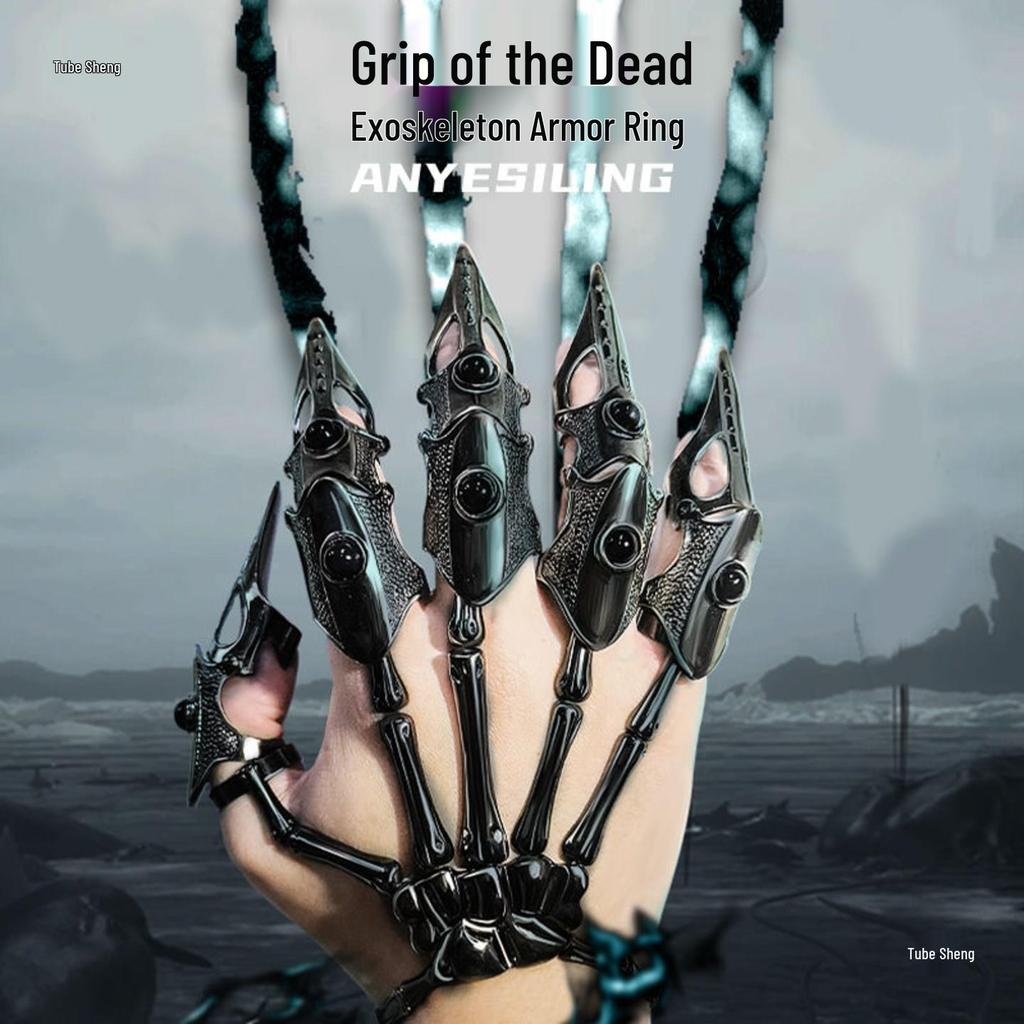 Harajuku Dark Tech Bionische Roboterhandschuhe mit verstellbaren Rüstungsringen