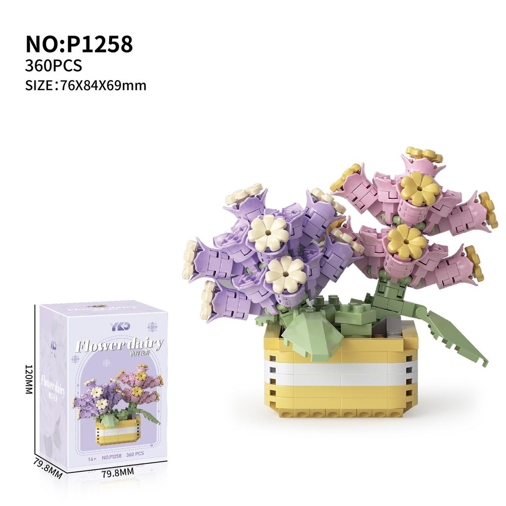 Building Block Flower Potted Succulent Rose Hibiscus Flower Sunflower Compatible Lego Ornaments Girls Teachers' Day Gift