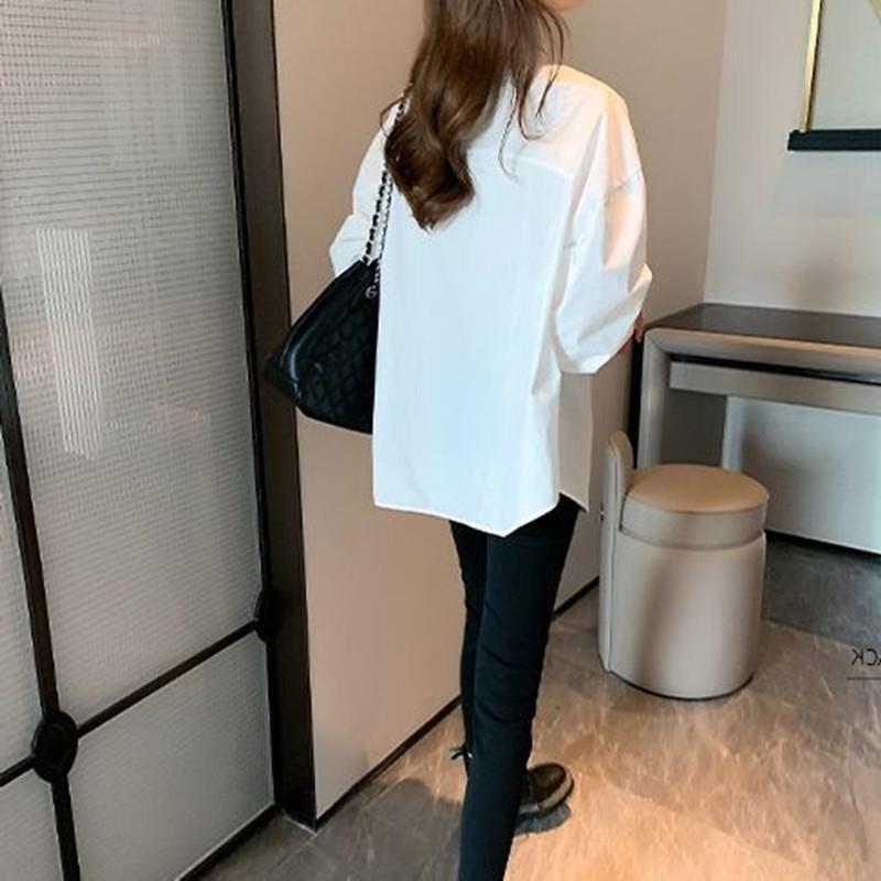 White Shirt Women Commuting Design Niche Top With Sweater Stacked Long-sleeved
