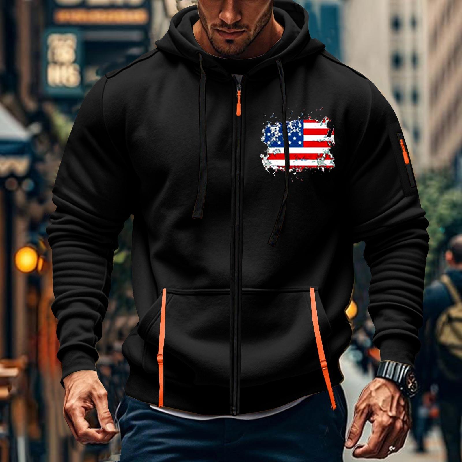 Мужская спортивная повседневная толстовка с капюшоном кардиган с капюшоном на молнии многокарманное пальто с капюшоном L чёрный 1980₽