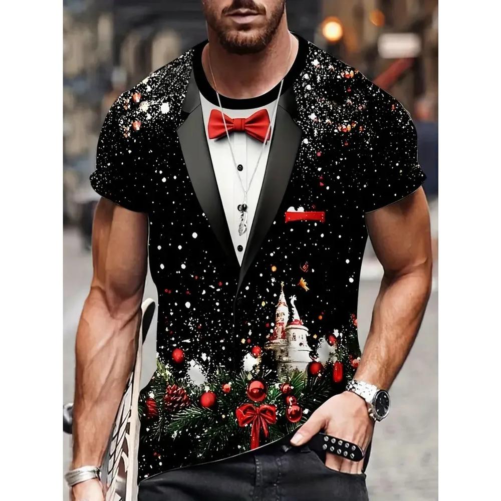 

Рождественская снежинка 3D цифровая печать мужская повседневная модная футболка с круглым вырезом и короткими рукавами XL