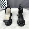 Women's Winter Snow Boots Shearling Fur Lined Wool Martin Ankle Boots Non-Slip Thick Sole Warm Thickened Cotton Boots