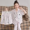 Girls Ice Silk Pajama Set 3pcs Short Sleeve Cartoon Sleepwear Kids 8 Years Lightweight Home Wear