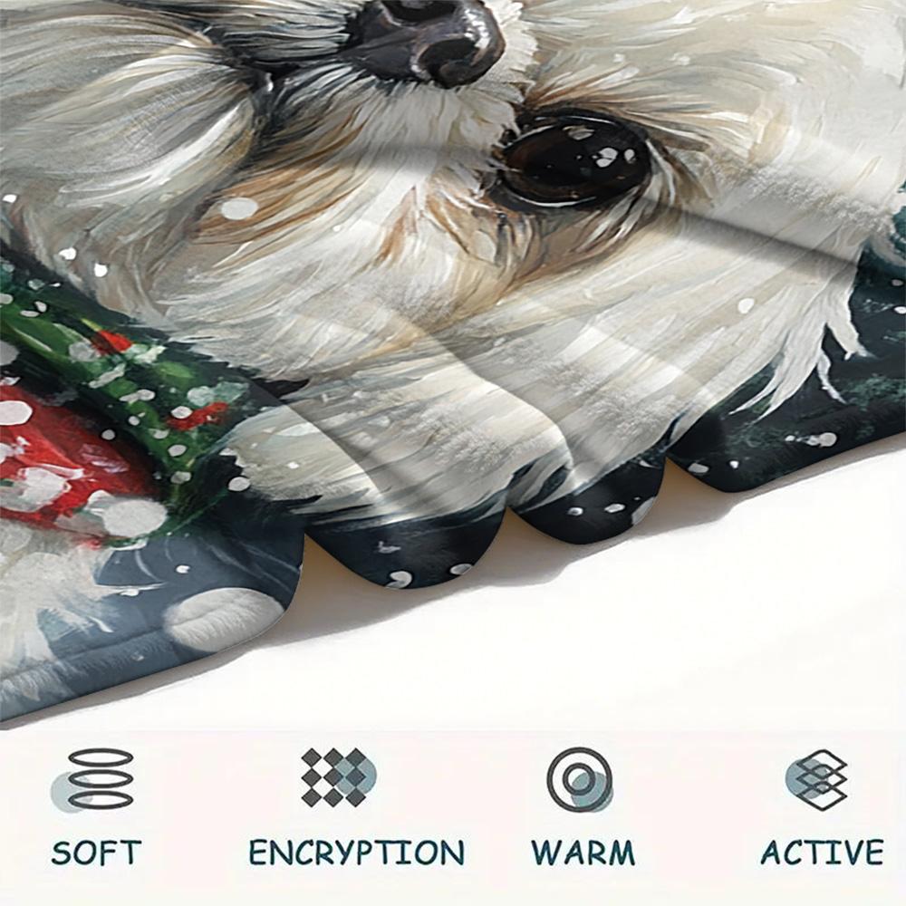 Shih Tzu Print Flannel Blanket, High quality Comfortable for All Seasons, Home Decor, Warmth and Comfort, Perfect for Christmas Gifts