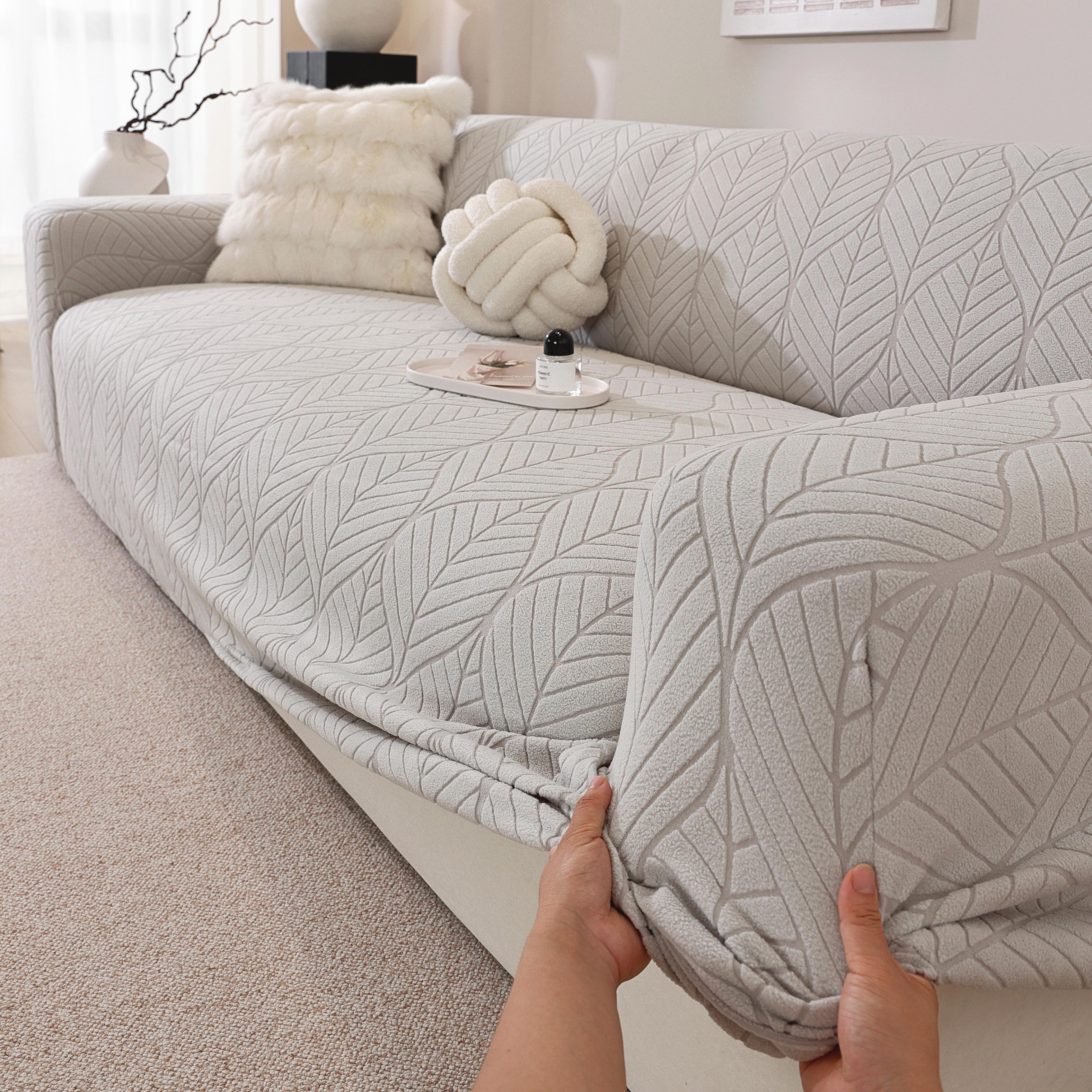 

Anti Slip Sofa Cushion Cover Jacquard Fleece Sofa Cover Elastic Detachable Sofa Cover Pet and Children s Furniture Protective 1-seater светло-серый
