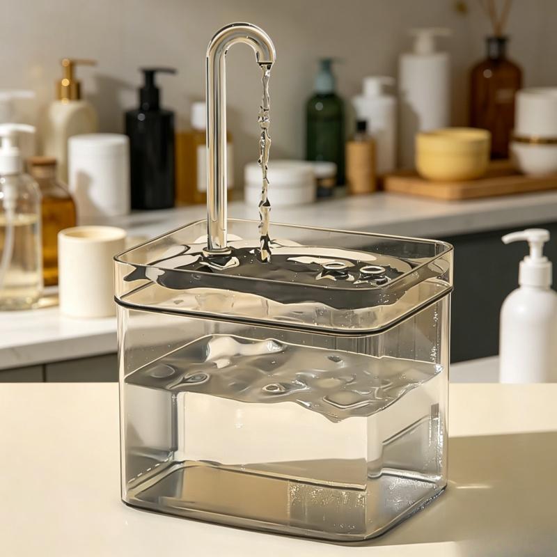 Transparent Cat Fountain, USB Electric Mute Recirculating Filter, Auto Drinker & Water Dispenser for Cats