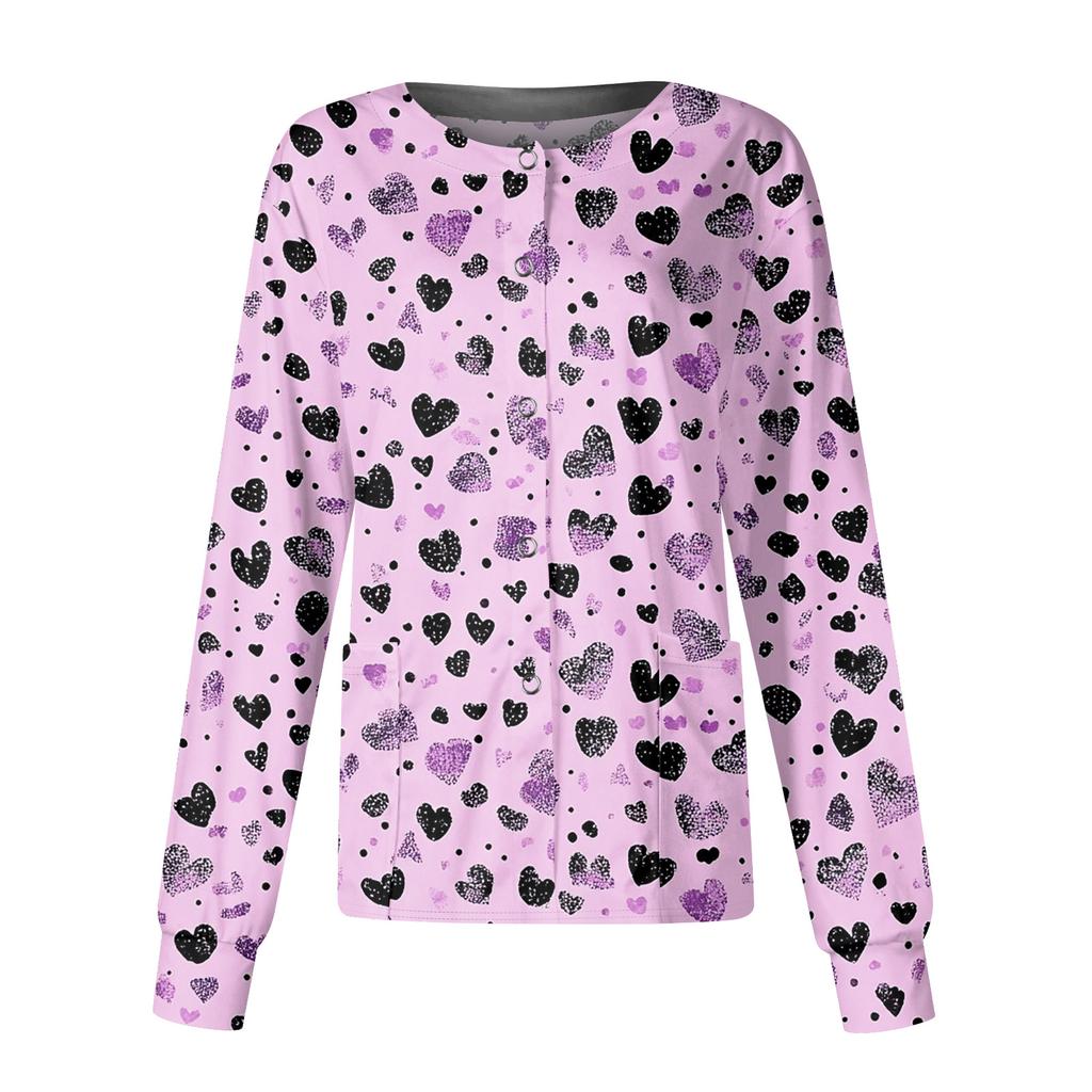 Jachetă Top Casual de Modă pentru Femei, cu Mâneci Lungi, Guler Înalt, cu Nasturi pe o Parte, Imprimeu Floral, pentru Îngrijitor