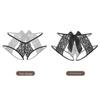 Open Crotch Lace Thong - See-Through, Low Waist, Sexy, Large Size, Bow Detail.