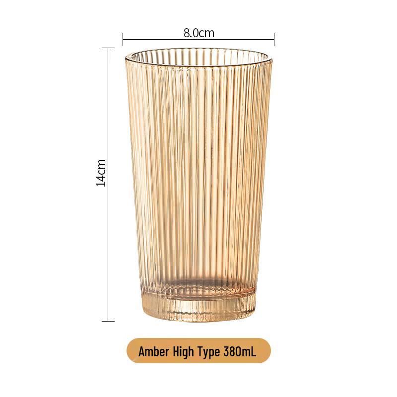 MDNG Handmade Striped Glass Tumblers with Gold Rim