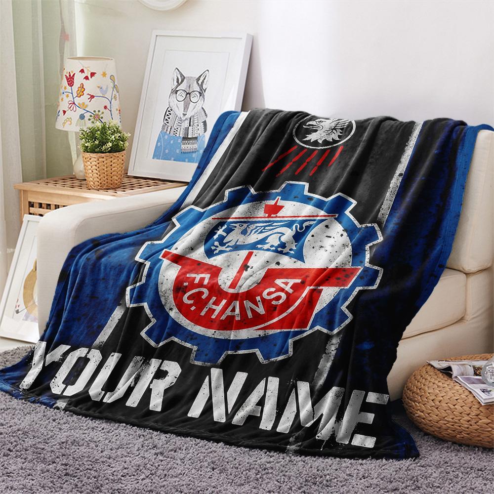 Custom Name FC Hansa Rostock Flannel Blanket, High quality Comfortable for All Seasons, Home Decor, Warmth and Comfort