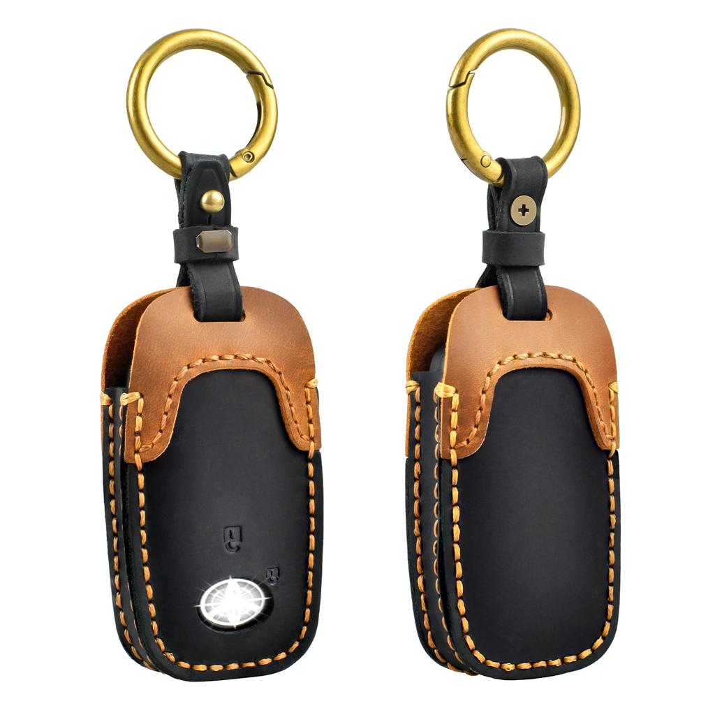 OFFCURVE Smart Key Case for Daihatsu Toyota Cars, Genuine Leather, Compatible with 2 Buttons,