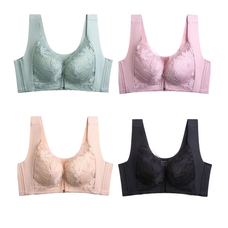 Women's Front Buckle Lace Vest Bra: Slim Fit, Anti-Sag, Beautiful Back Design