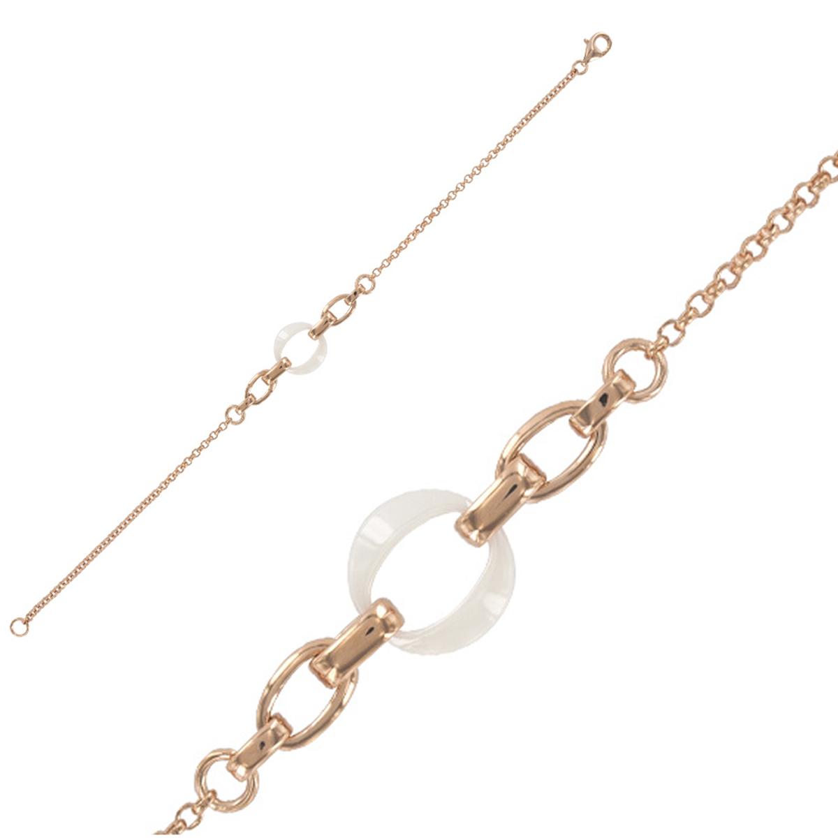 

Les Trésors De Lily [R5001] — серебряный браслет розово-белого цвета с надписью «Choréographie» (керамический) - 12 мм