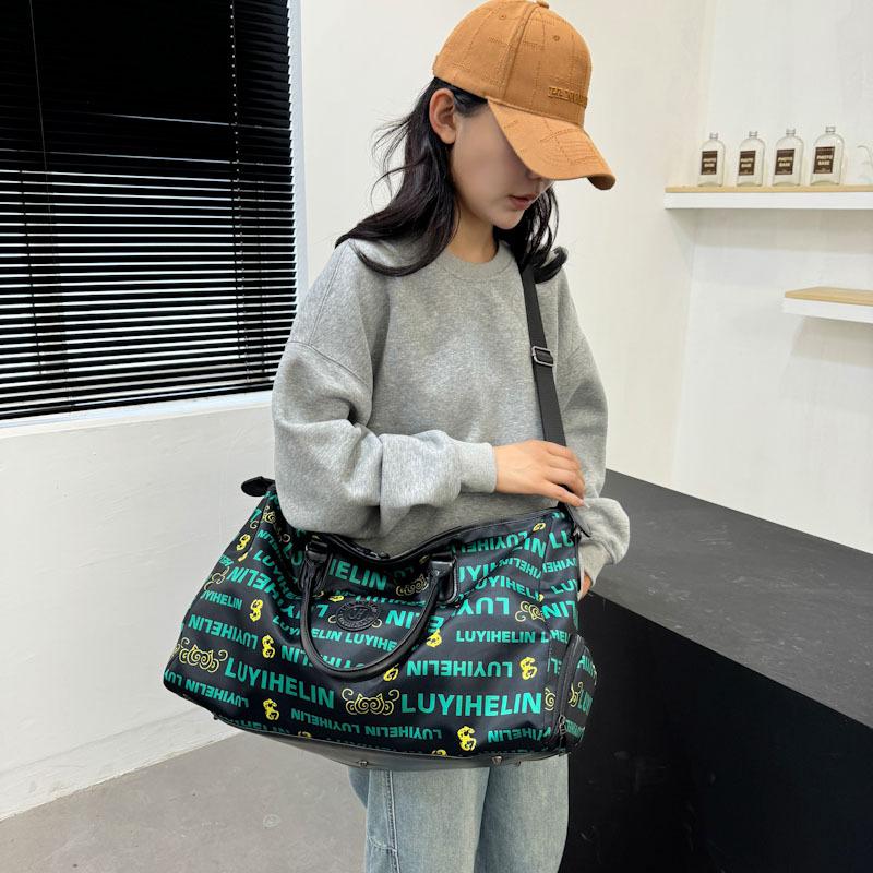 Modische ethnische Stil Trennung von trocken und nass Fitness Tasche für unterwegs große Kapazität mit Schuhfach tragbare Reisetasche kann mit Teleskopstange befestigt werden