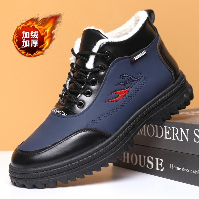 Casual Shoes 2025 Sports Men's Shoes High Top Snow Boots Men's Winter with Plush and Thick Warm Cotton Shoes
