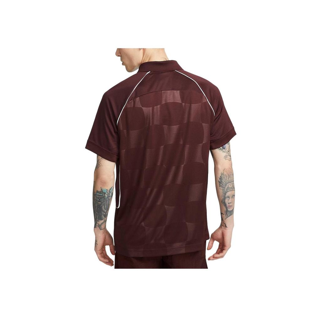 Nike Letter Print Quick-Dry Loose Short Sleeve Football Shirt Men Tops Burgundy DQ5046-652