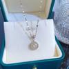 Gold Stainless Steel Roman Digital Wafer Pendant Necklace for Women Charm Chain of Clavicle Jewelry Accessory