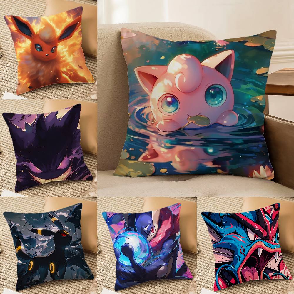 Pokemon Pocket Monsters Anime Plush Pillow Cover Soft Short Plush Cushion Cover For Sofa Bedroom Living Room Home Decor Gift