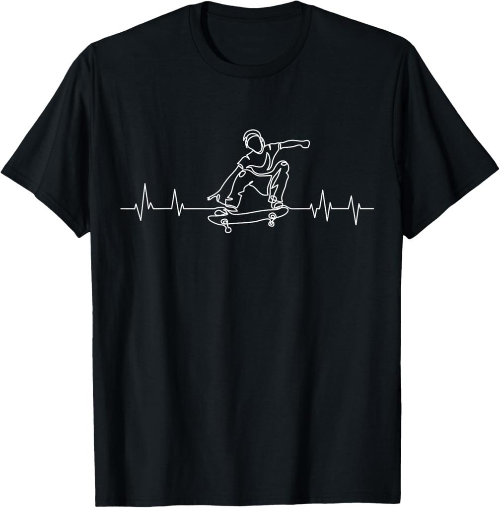 Skateboard Heartbeat Skater Skateboarding Kids Boys T-Shirt Graphic T Shirts Mens Clothing Customizable Camiseta Hombre
