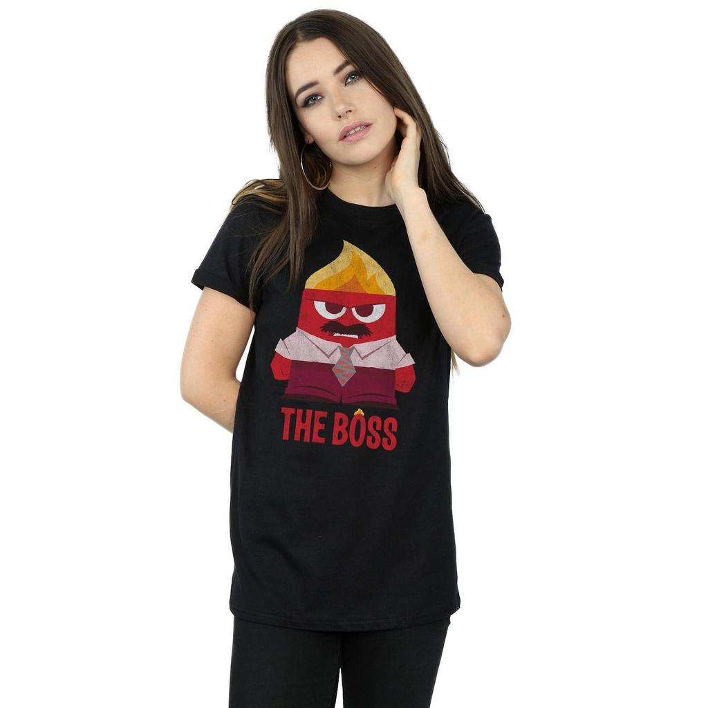 Disney Damen/Damen Inside Out Anger The Boss Baumwoll-Boyfriend-T-Shirt